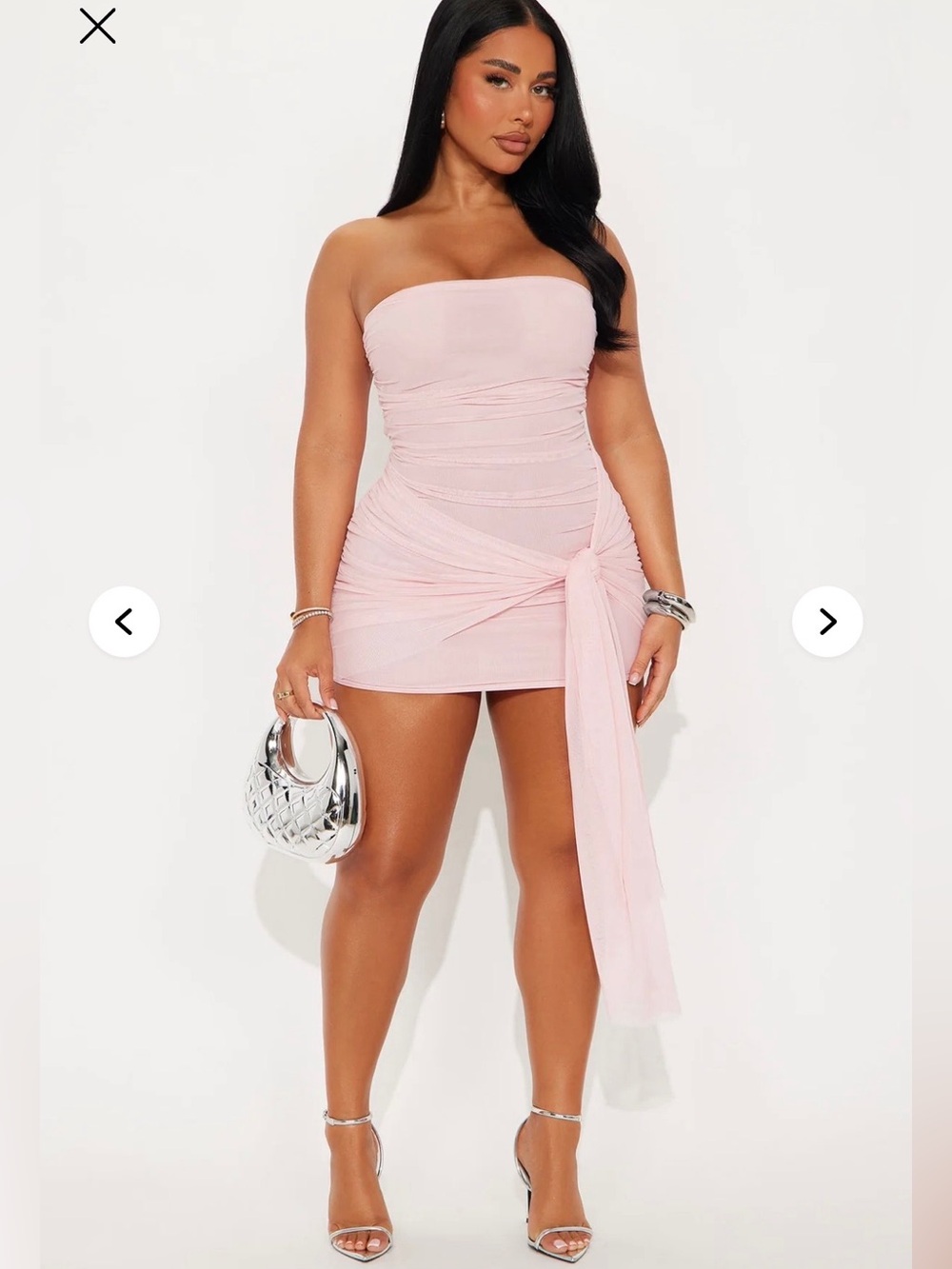 BRAND NEW Fashion Nova Tessa Draped Baby Pink Mesh Mini Dress